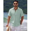 COOFANDY Men’s Casual Summer Beach Shirt Short Sleeve Button Down Shirt Vacation Wedding Shirt Linen Textured Shirts(Light Green)