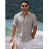 COOFANDY Men’s Casual Summer Beach Shirt Short Sleeve Button Down Shirt Vacation Wedding Shirt Linen Textured Shirts(Light Grey)