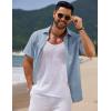 COOFANDY Men’s Casual Summer Beach Shirt Short Sleeve Button Down Shirt Vacation Wedding Shirt Linen Textured Shirts(Navy)