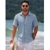 COOFANDY Men’s Casual Summer Beach Shirt Short Sleeve Button Down Shirt Vacation Wedding Shirt Linen Textured Shirts(Navy)