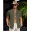 COOFANDY Men’s Casual Summer Beach Shirt Short Sleeve Button Down Shirt Vacation Wedding Shirt Linen Textured Shirts(Olive Drab)