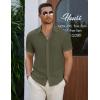 COOFANDY Men’s Casual Summer Beach Shirt Short Sleeve Button Down Shirt Vacation Wedding Shirt Linen Textured Shirts(Olive Drab)