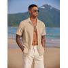 COOFANDY Men’s Casual Summer Beach Wrinkle Free Shirts Short Sleeve Button Down Lightweight Untucked Textured Shirt(Almond)