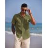 COOFANDY Men’s Casual Summer Beach Wrinkle Free Shirts Short Sleeve Button Down Lightweight Untucked Textured Shirt(Army Green)