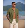 COOFANDY Men’s Casual Summer Beach Wrinkle Free Shirts Short Sleeve Button Down Lightweight Untucked Textured Shirt(Army Green)