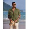 COOFANDY Men’s Casual Summer Beach Wrinkle Free Shirts Short Sleeve Button Down Lightweight Untucked Textured Shirt(Army Green)