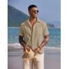 COOFANDY Men’s Casual Summer Beach Wrinkle Free Shirts Short Sleeve Button Down Lightweight Untucked Textured Shirt(Oyster Gray)
