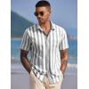 COOFANDY Men’s Casual Summer Beach Wrinkle Free Shirts Short Sleeve Button Down Lightweight Untucked Textured Shirt(Stripes-grey)