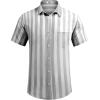 COOFANDY Men’s Casual Summer Beach Wrinkle Free Shirts Short Sleeve Button Down Lightweight Untucked Textured Shirt(Stripes-grey)