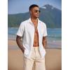 COOFANDY Men’s Casual Summer Beach Wrinkle Free Shirts Short Sleeve Button Down Lightweight Untucked Textured Shirt(White)