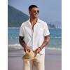 COOFANDY Men’s Casual Summer Beach Wrinkle Free Shirts Short Sleeve Button Down Lightweight Untucked Textured Shirt(White)
