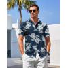 COOFANDY Men’s Casual Summer Beach Wrinkle Free Shirts Short Sleeve Button Down Lightweight Untucked Textured Shirt(Z-rainforest)