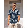 COOFANDY Men’s Casual Summer Beach Wrinkle Free Shirts Short Sleeve Button Down Lightweight Untucked Textured Shirt(Z-rainforest)