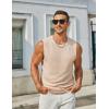COOFANDY Men’s Casual Tank Tops Knit Sleeveless Shirt Summer Beach Tank Shirt Breathable Muscle T Shirts(Cream)