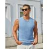 COOFANDY Men’s Casual Tank Tops Knit Sleeveless Shirt Summer Beach Tank Shirt Breathable Muscle T Shirts(Light Blue)