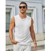 COOFANDY Men’s Casual Tank Tops Knit Sleeveless Shirt Summer Beach Tank Shirt Breathable Muscle T Shirts(White)
