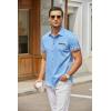 COOFANDY Mens Casual Wrinkle Free Shirts Short Sleeve Button Down Summer Stretch Dress Shirt(A – Clear Blue – No Pocket)