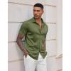 COOFANDY Mens Casual Wrinkle Free Shirts Short Sleeve Button Down Summer Stretch Dress Shirt(Army Green)