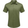 COOFANDY Mens Casual Wrinkle Free Shirts Short Sleeve Button Down Summer Stretch Dress Shirt(Army Green)