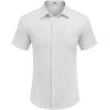 COOFANDY Mens Casual Wrinkle Free Shirts Short Sleeve Button Down Summer Stretch Dress Shirt(Black Spots White)