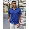 COOFANDY Mens Casual Wrinkle Free Shirts Short Sleeve Button Down Summer Stretch Dress Shirt(Classic Blue)