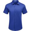 COOFANDY Mens Casual Wrinkle Free Shirts Short Sleeve Button Down Summer Stretch Dress Shirt(Classic Blue)