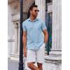 COOFANDY Mens Casual Wrinkle Free Shirts Short Sleeve Button Down Summer Stretch Dress Shirt(Clear Blue)