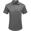 COOFANDY Mens Casual Wrinkle Free Shirts Short Sleeve Button Down Summer Stretch Dress Shirt(Dark Gray)
