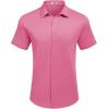 COOFANDY Mens Casual Wrinkle Free Shirts Short Sleeve Button Down Summer Stretch Dress Shirt(Hot Pink)