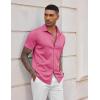 COOFANDY Mens Casual Wrinkle Free Shirts Short Sleeve Button Down Summer Stretch Dress Shirt(Hot Pink)