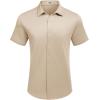 COOFANDY Mens Casual Wrinkle Free Shirts Short Sleeve Button Down Summer Stretch Dress Shirt(Khaki)