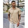 COOFANDY Mens Casual Wrinkle Free Shirts Short Sleeve Button Down Summer Stretch Dress Shirt(Khaki)