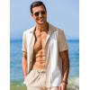 COOFANDY Mens Casual Wrinkle Free Shirts Short Sleeve Button Down Summer Stretch Dress Shirt(Khaki&white)