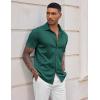 COOFANDY Mens Casual Wrinkle Free Shirts Short Sleeve Button Down Summer Stretch Dress Shirt(Lake Green)