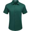 COOFANDY Mens Casual Wrinkle Free Shirts Short Sleeve Button Down Summer Stretch Dress Shirt(Lake Green)