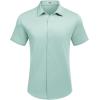 COOFANDY Mens Casual Wrinkle Free Shirts Short Sleeve Button Down Summer Stretch Dress Shirt(Light Blue)