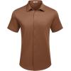 COOFANDY Mens Casual Wrinkle Free Shirts Short Sleeve Button Down Summer Stretch Dress Shirt(Light Brown)