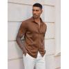 COOFANDY Mens Casual Wrinkle Free Shirts Short Sleeve Button Down Summer Stretch Dress Shirt(Light Brown)