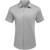 COOFANDY Mens Casual Wrinkle Free Shirts Short Sleeve Button Down Summer Stretch Dress Shirt(Light Gray)