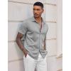 COOFANDY Mens Casual Wrinkle Free Shirts Short Sleeve Button Down Summer Stretch Dress Shirt(Light Gray)