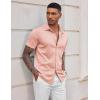 COOFANDY Mens Casual Wrinkle Free Shirts Short Sleeve Button Down Summer Stretch Dress Shirt(Light Pink)