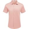 COOFANDY Mens Casual Wrinkle Free Shirts Short Sleeve Button Down Summer Stretch Dress Shirt(Light Pink)