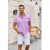 COOFANDY Mens Casual Wrinkle Free Shirts Short Sleeve Button Down Summer Stretch Dress Shirt(Light Purple)