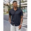 COOFANDY Mens Casual Wrinkle Free Shirts Short Sleeve Button Down Summer Stretch Dress Shirt(Navy Blue)