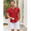 COOFANDY Mens Casual Wrinkle Free Shirts Short Sleeve Button Down Summer Stretch Dress Shirt(Red)