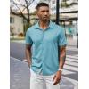 COOFANDY Mens Casual Wrinkle Free Shirts Short Sleeve Button Down Summer Stretch Dress Shirt(Sky Blue)