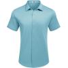 COOFANDY Mens Casual Wrinkle Free Shirts Short Sleeve Button Down Summer Stretch Dress Shirt(Sky Blue)