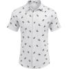 COOFANDY Mens Casual Wrinkle Free Shirts Short Sleeve Button Down Summer Stretch Dress Shirt(White Full Shark)