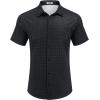 COOFANDY Mens Casual Wrinkle Free Shirts Short Sleeve Button Down Summer Stretch Dress Shirt(White Spots Black)