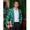 COOFANDY Men’s Christmas Blazer Jacket One Button Halloween Sport Coat Christmas Party Holiday Jacket(Christmas Blazer – Skating Santa Claus)